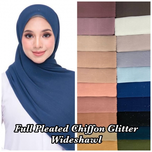 Full Pleated Chiffon Glitter Wideshawl 